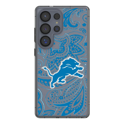 Detroit Lions Clear Phone Case Paisley for Samsung Galaxy