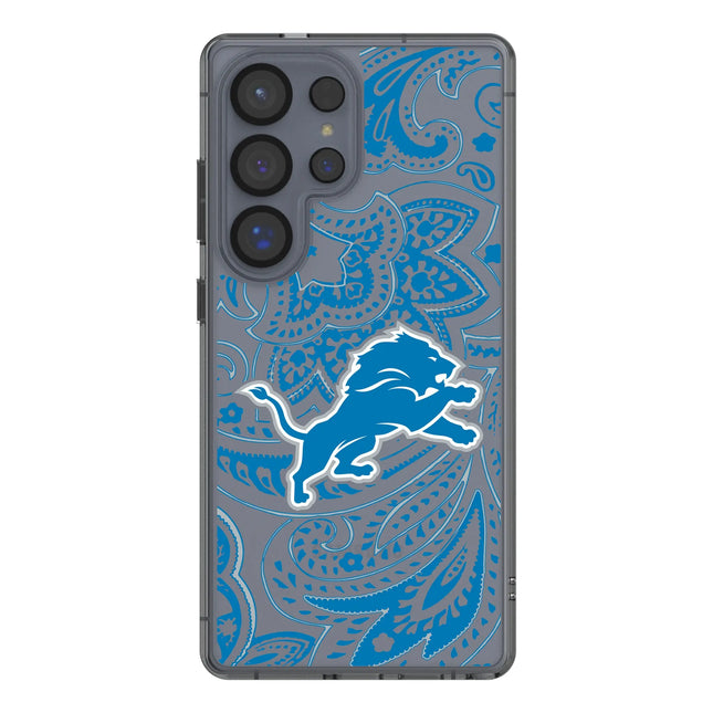 Detroit Lions Clear Phone Case Paisley for Samsung Galaxy