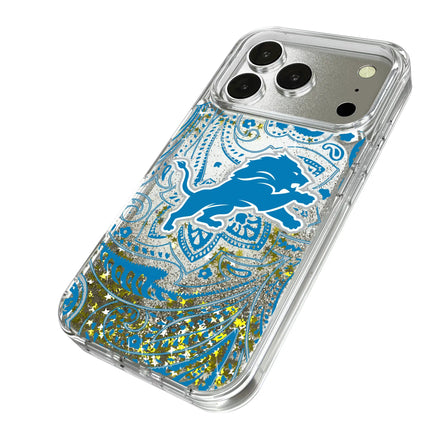 Detroit Lions Glitter Phone Case Paisley for iPhone