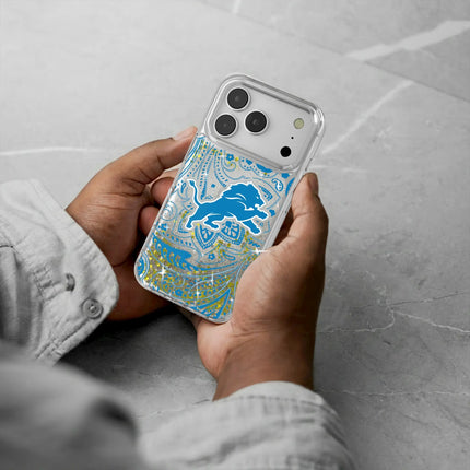 Detroit Lions Glitter Phone Case Paisley for iPhone