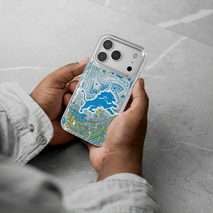 Detroit Lions Paisley Glitter Phone Case for Apple iPhone