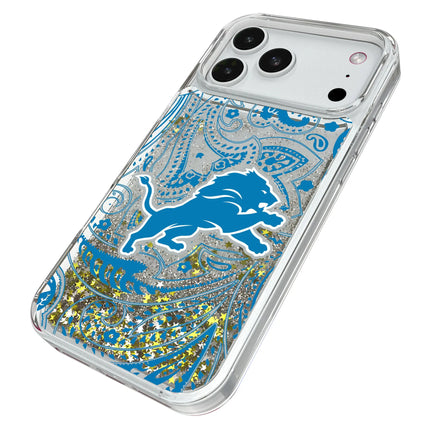 Detroit Lions Paisley Glitter Phone Case for Apple iPhone