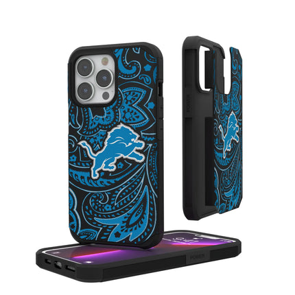 Detroit Lions Rugged Phone Case Paisley for iPhone