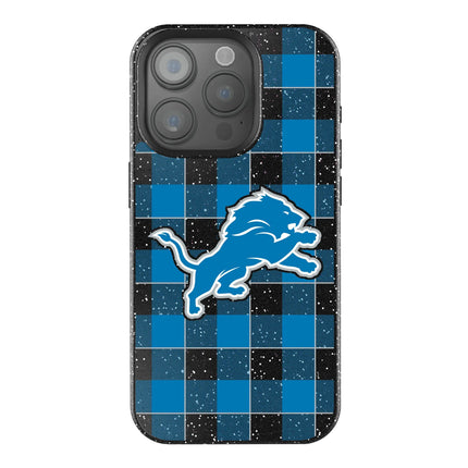 Detroit Lions Black Bling Phone Case Plaid for iPhone