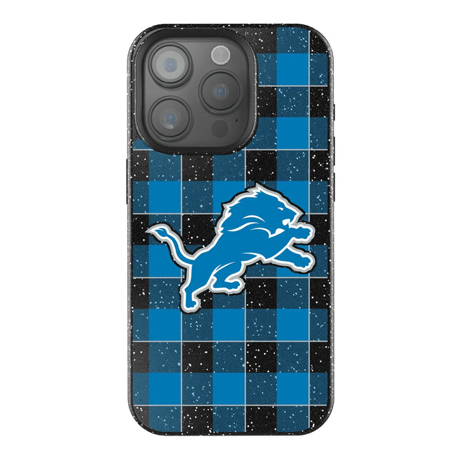 Detroit Lions Black Bling Phone Case Plaid for iPhone