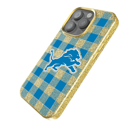 Detroit Lions Bling Phone Case Plaid for iPhone