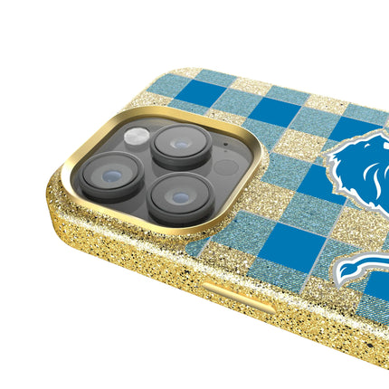 Detroit Lions Bling Phone Case Plaid for iPhone