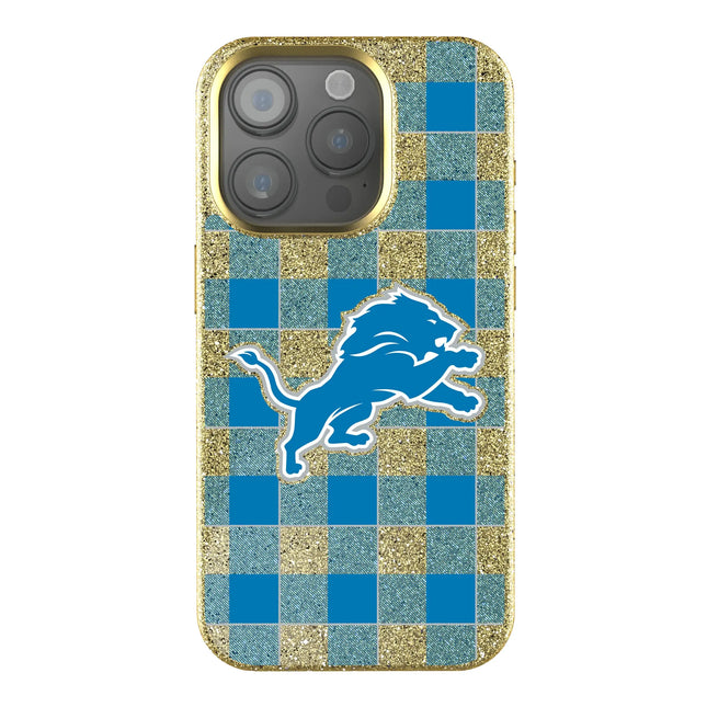 Detroit Lions Bling Phone Case Plaid for iPhone
