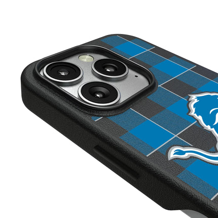 Detroit Lions Plaid MagSafe Compatible Phone Case for Apple iPhone