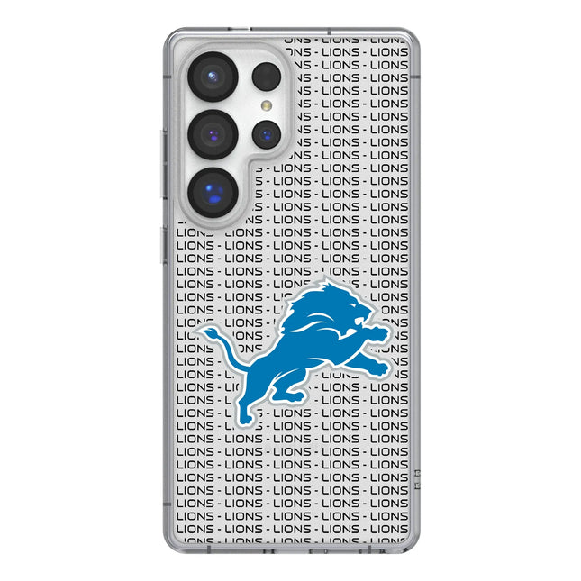 Detroit Lions Clear Phone Case Text for Samsung Galaxy