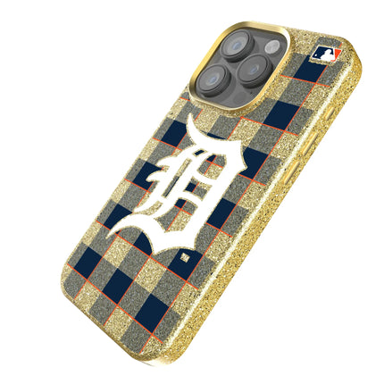 Detroit Tigers Plaid Bling Phone Case for Apple iPhone