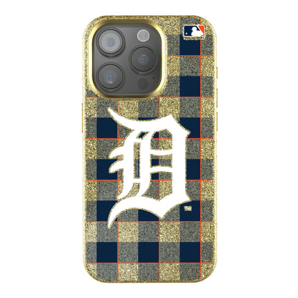 Detroit Tigers Plaid Bling Phone Case for Apple iPhone