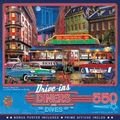 Drive-Ins, Diners & Dives - Rickey's Diner Car 550 Piece Puzzle