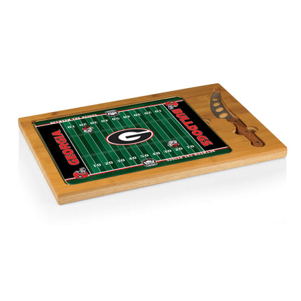Georgia Bulldogs Football Field Glass Top Cutting Board & Knife Set