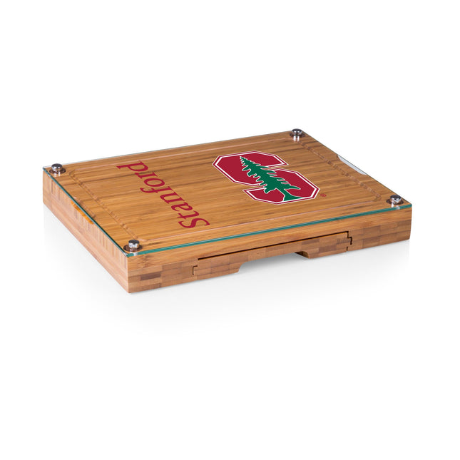 Stanford Cardinal Concerto Glass Top Cheese Cutting Board & Tools Set