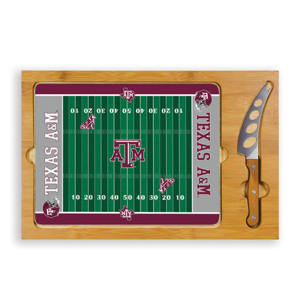 Texas A&M Aggies Football Field Glass Top Cutting Board & Knife Set