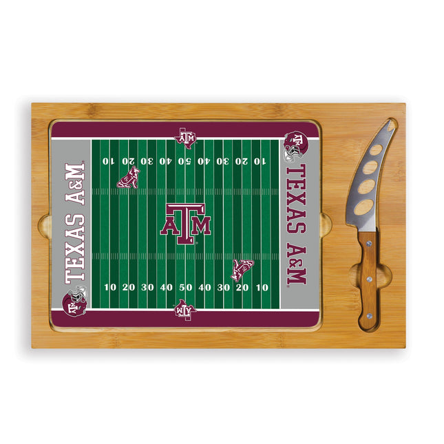 Texas A&M Aggies Football Field Glass Top Cutting Board & Knife Set