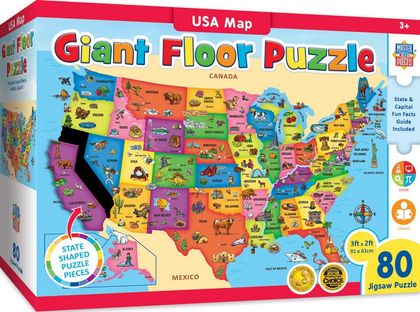 Educational USA Map 80 Piece Floor Puzzle
