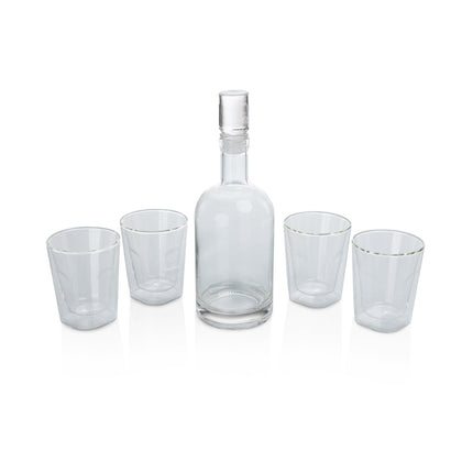 Ambassador Whiskey Box with Decanter and 4 Lowball Glasses