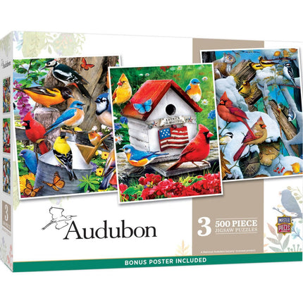 Audubon - 500 Piece Jigsaw Puzzles 3 Pack