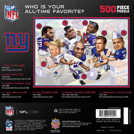 New York Giants - All Time Greats 500 Piece Jigsaw Puzzle