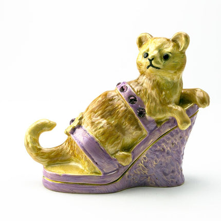 Cat sitting on an Evening Shoe Trinket Box