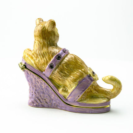 Cat sitting on an Evening Shoe Trinket Box