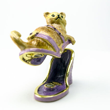 Cat sitting on an Evening Shoe Trinket Box