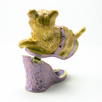 Cat sitting on an Evening Shoe Trinket Box