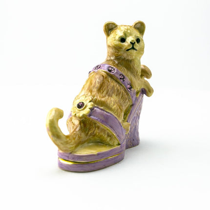Cat sitting on an Evening Shoe Trinket Box