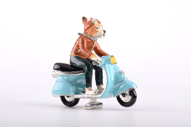 Dog on Vespa Trinket Box