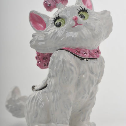 White and Pink Cat Trinket Box
