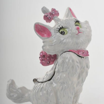 White and Pink Cat Trinket Box