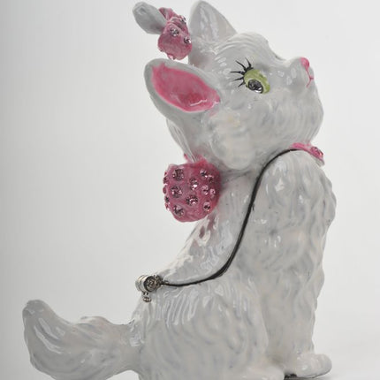White and Pink Cat Trinket Box