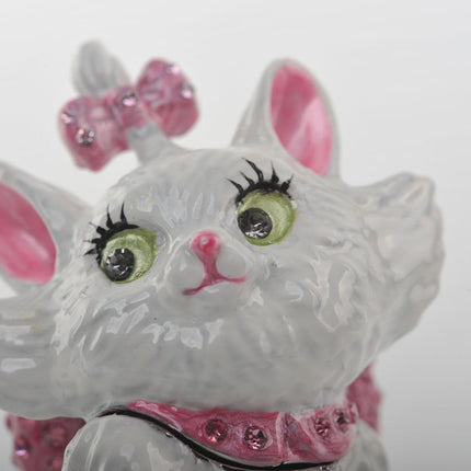 White and Pink Cat Trinket Box