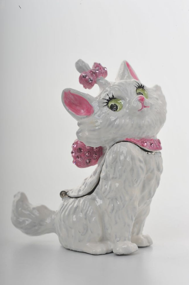 White and Pink Cat Trinket Box