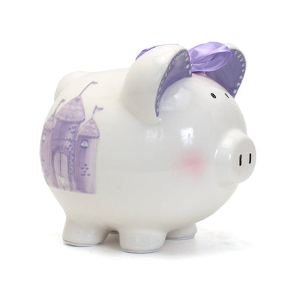 Lavender Fairytale Castle Large Piggy Bank