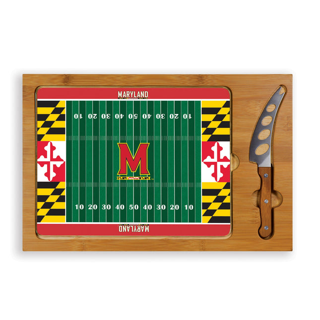 Maryland Terrapins Football Field Glass Top Cutting Board & Knife Set