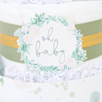 Floral Greenery Diaper Cake