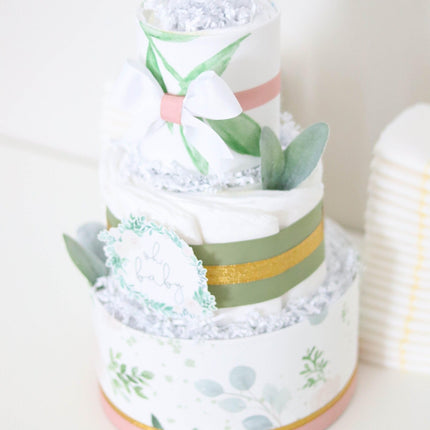 Floral Greenery Diaper Cake