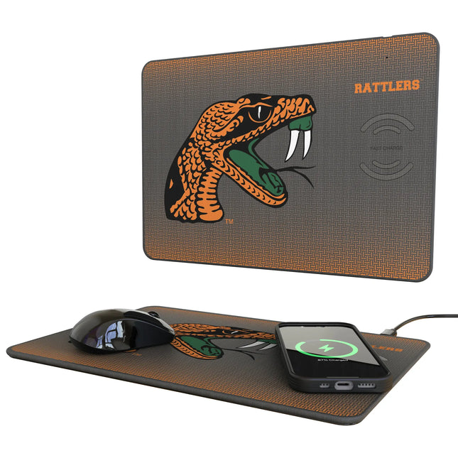 Florida A&M University Rattlers Linen 15-Watt Wireless Charger and Mouse Pad