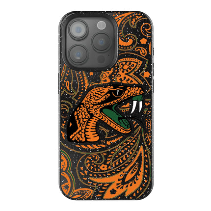 Florida A&M University Rattlers Paisley Black Bling Phone Case for Apple iPhone