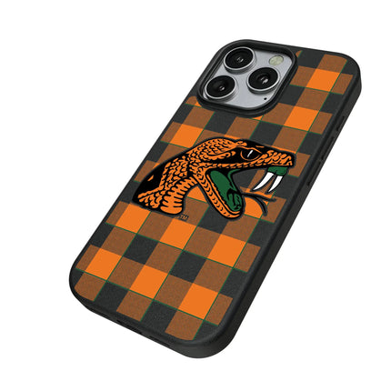 Florida A&M University Rattlers Plaid MagSafe Compatible Phone Case for Apple iPhone