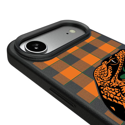 Florida A&M University Rattlers Plaid MagSafe Compatible Phone Case for Apple iPhone