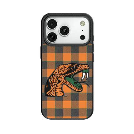 Florida A&M University Rattlers Plaid MagSafe Compatible Phone Case for Apple iPhone