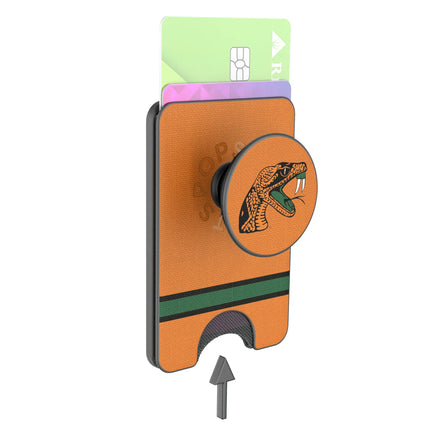Florida A&M University Rattlers Stripe PopSockets MagSafe-Compatible PopWallet+