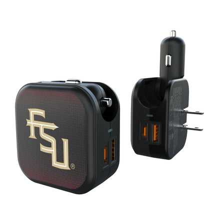 Florida State University Seminoles Athletic Wordmark Linen 2 in 1 USB A/C Charger