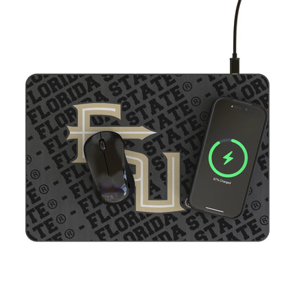 Florida State University Seminoles Athletic Wordmark Monocolor Tilt 15-Watt Wireless Charger and Mouse Pad