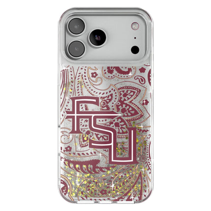 Florida State University Seminoles Athletic Wordmark Paisley Glitter Phone Case for Apple iPhone