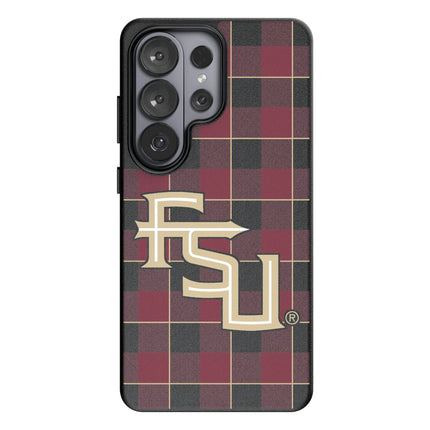 Florida State University Seminoles Athletic Wordmark Plaid MagSafe Compatible Phone Case for Samsung Galaxy